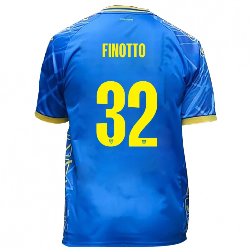 Danxen Mænd Mattia Finotto #32 Himmelblå Gul Hjemmebane Spillertrøjer 2025/26 Trøje T-Shirt