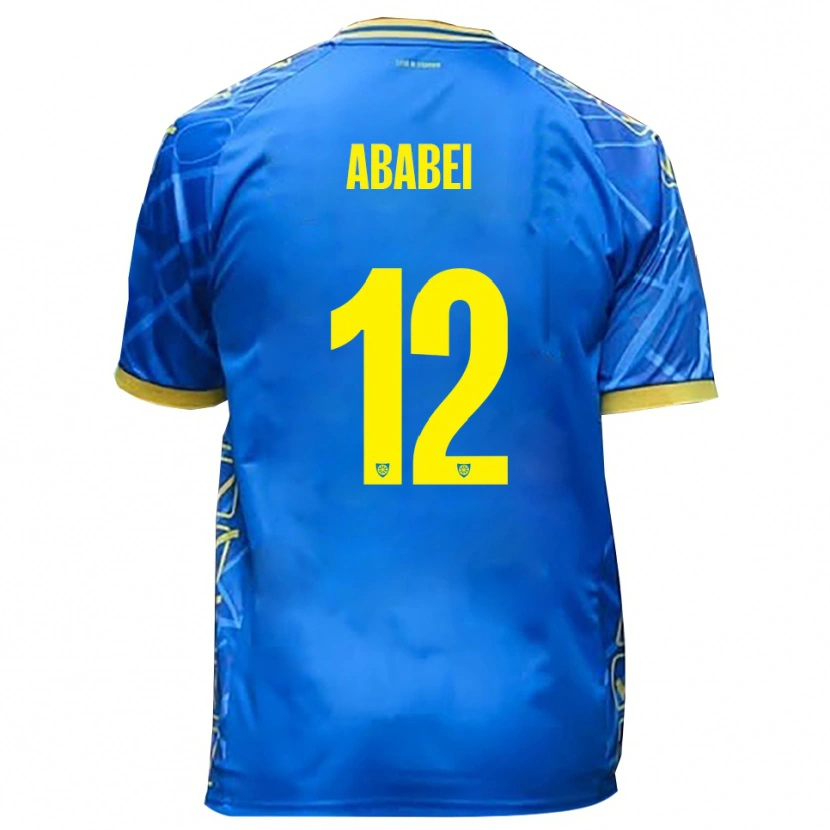 Danxen Mænd Leonardo Ababei #12 Himmelblå Gul Hjemmebane Spillertrøjer 2025/26 Trøje T-Shirt