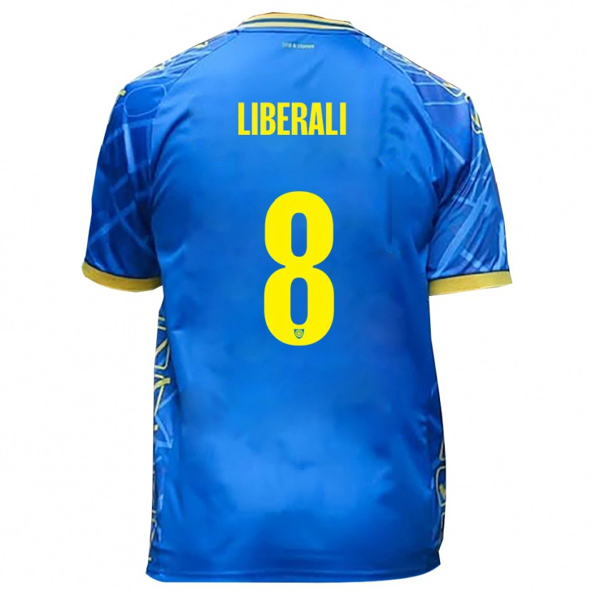 Danxen Mænd Samuele Liberali #8 Himmelblå Gul Hjemmebane Spillertrøjer 2025/26 Trøje T-Shirt