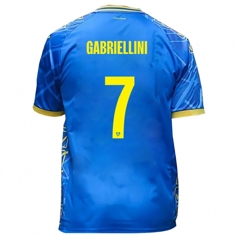 Danxen Mænd Emanuele Gabriellini #7 Himmelblå Gul Hjemmebane Spillertrøjer 2025/26 Trøje T-Shirt