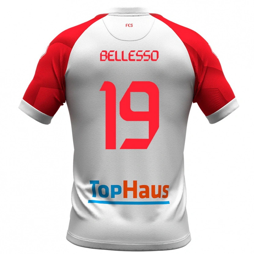 Danxen Mænd Daniele Bellesso #19 Hvid Rød Hjemmebane Spillertrøjer 2025/26 Trøje T-Shirt