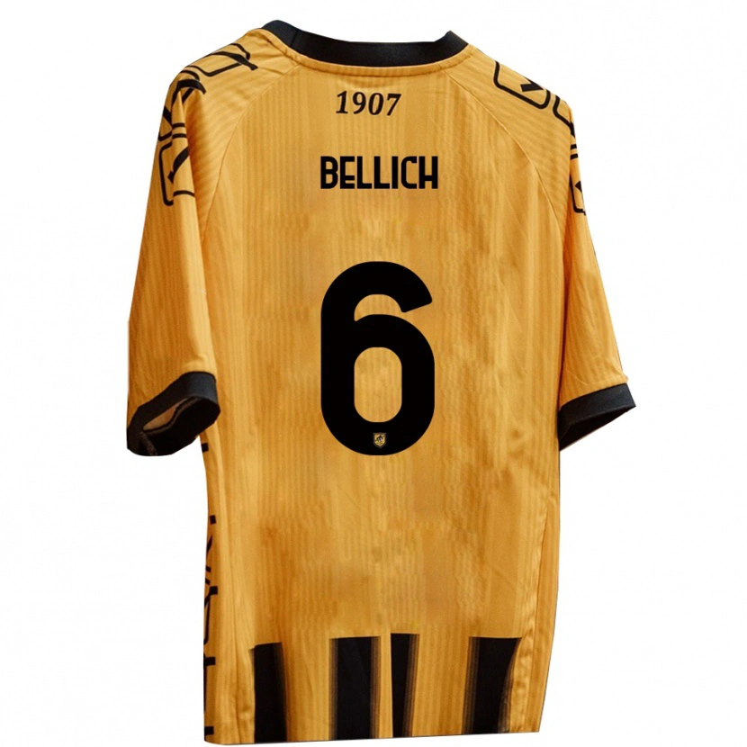 Danxen Mænd Marco Bellich #6 Gul Sort Hjemmebane Spillertrøjer 2025/26 Trøje T-Shirt