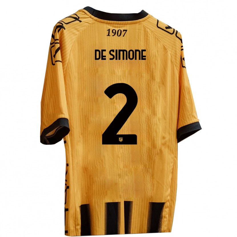 Danxen Mænd Marco De Simone #2 Gul Sort Hjemmebane Spillertrøjer 2025/26 Trøje T-Shirt