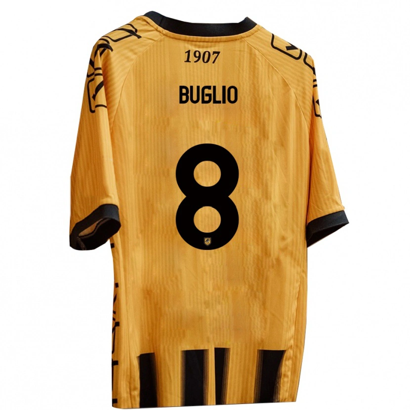 Danxen Mænd Davide Buglio #8 Gul Sort Hjemmebane Spillertrøjer 2025/26 Trøje T-Shirt