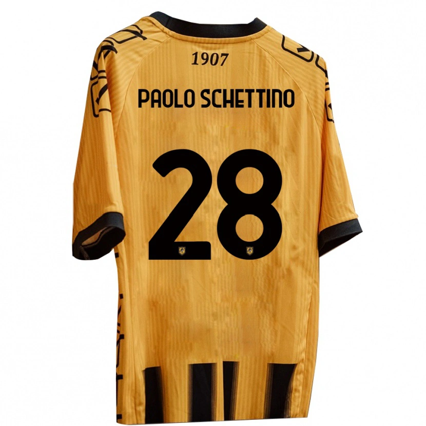 Danxen Mænd Francesco Paolo Schettino #28 Gul Sort Hjemmebane Spillertrøjer 2025/26 Trøje T-Shirt