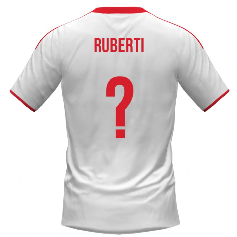 Danxen Mænd Niccolò Ruberti #0 Hvid Rød Hjemmebane Spillertrøjer 2025/26 Trøje T-Shirt