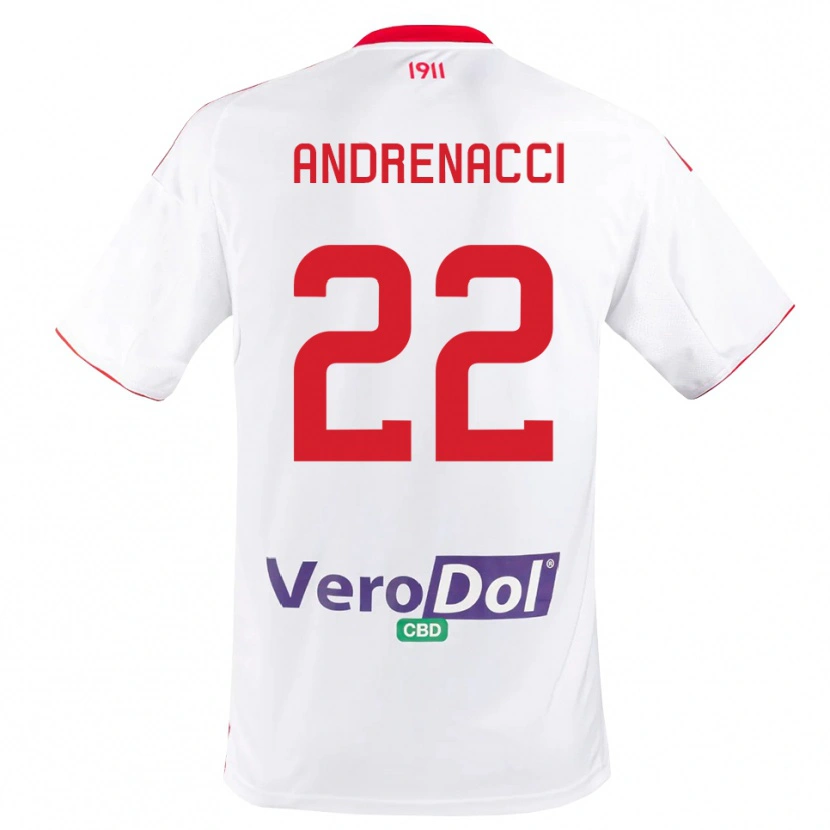 Danxen Mænd Lorenzo Andrenacci #22 Hvid Rød Hjemmebane Spillertrøjer 2025/26 Trøje T-Shirt