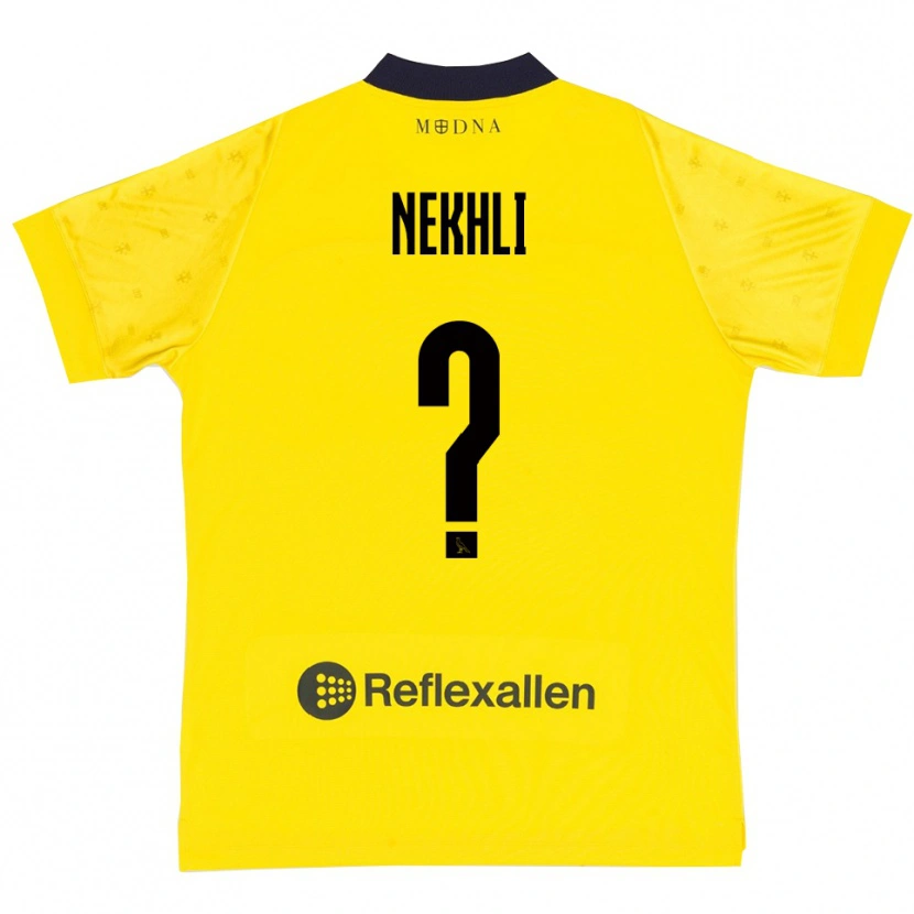 Danxen Mænd Adam Nekhli #0 Gul Mørkeblå Hjemmebane Spillertrøjer 2025/26 Trøje T-Shirt
