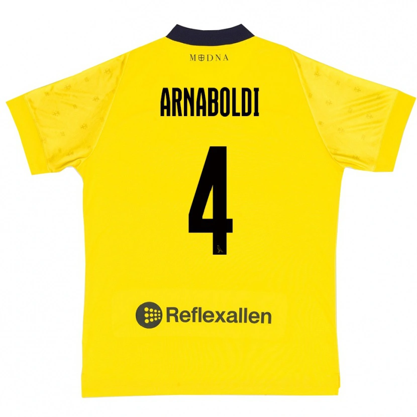 Danxen Mænd Pietro Arnaboldi #4 Gul Mørkeblå Hjemmebane Spillertrøjer 2025/26 Trøje T-Shirt