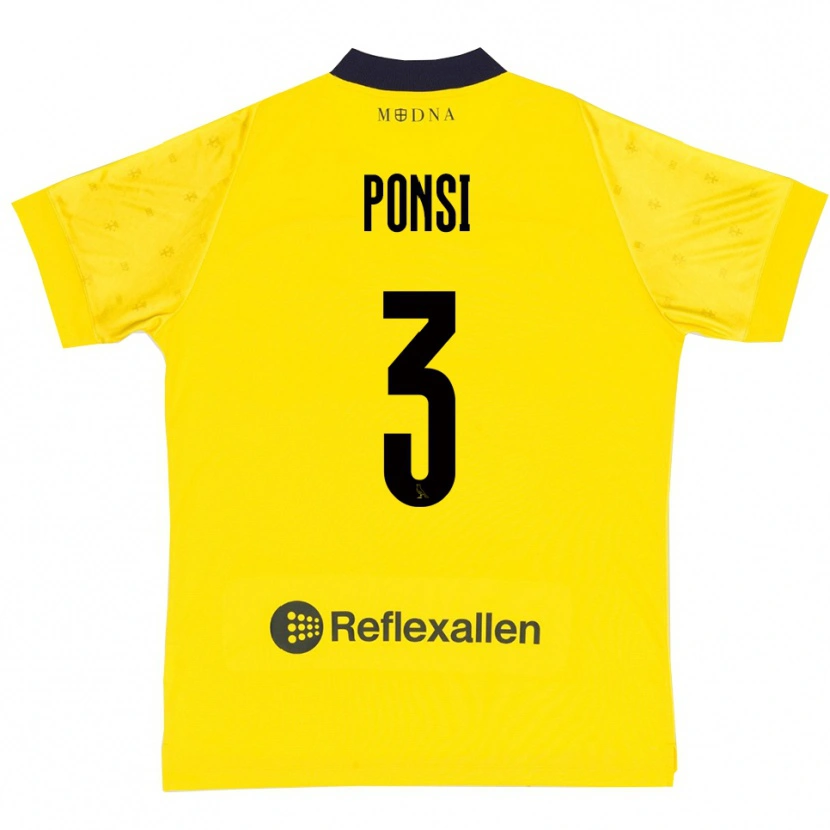 Danxen Mænd Fabio Ponsi #3 Gul Mørkeblå Hjemmebane Spillertrøjer 2025/26 Trøje T-Shirt