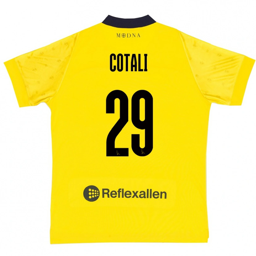 Danxen Mænd Matteo Cotali #29 Gul Mørkeblå Hjemmebane Spillertrøjer 2025/26 Trøje T-Shirt
