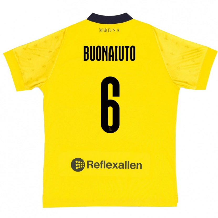 Danxen Mænd Alessandro Buonaiuto #6 Gul Mørkeblå Hjemmebane Spillertrøjer 2025/26 Trøje T-Shirt