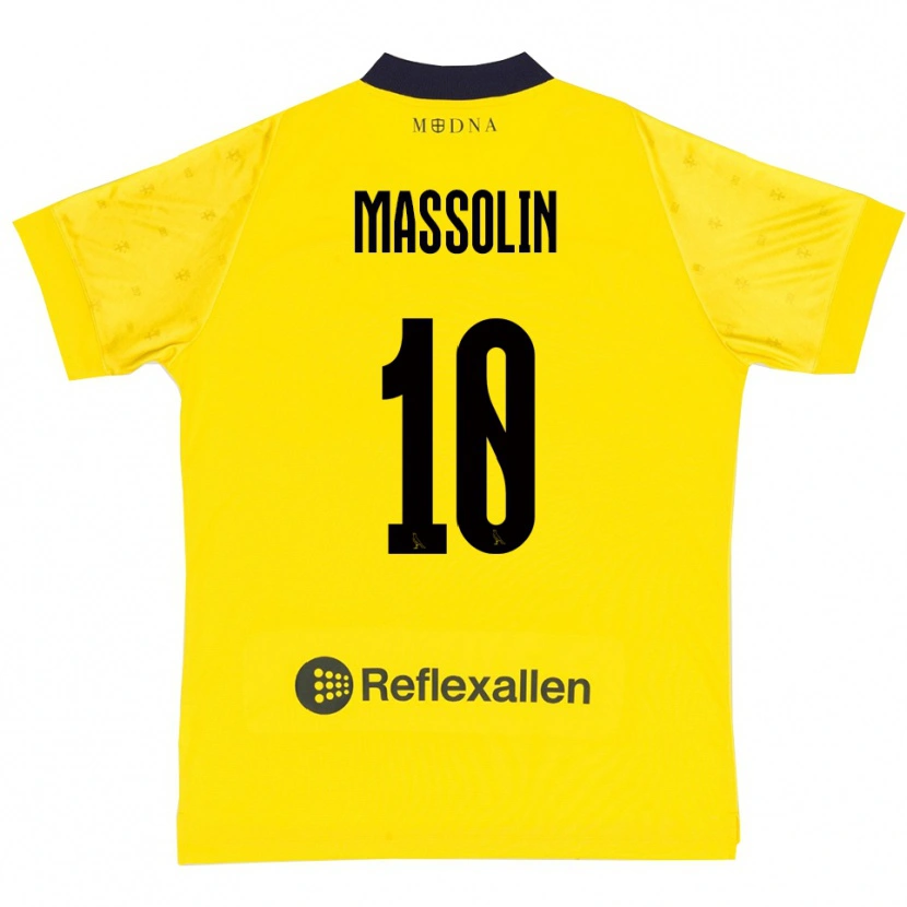 Danxen Mænd Yanis Massolin #10 Gul Mørkeblå Hjemmebane Spillertrøjer 2025/26 Trøje T-Shirt