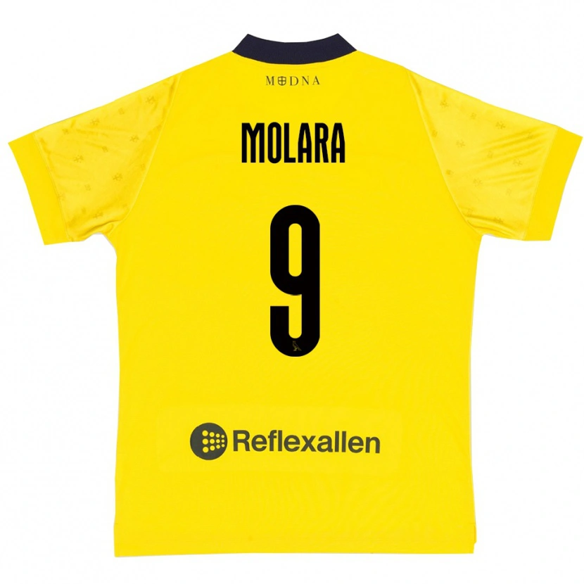 Danxen Mænd Christian Molara #9 Gul Mørkeblå Hjemmebane Spillertrøjer 2025/26 Trøje T-Shirt