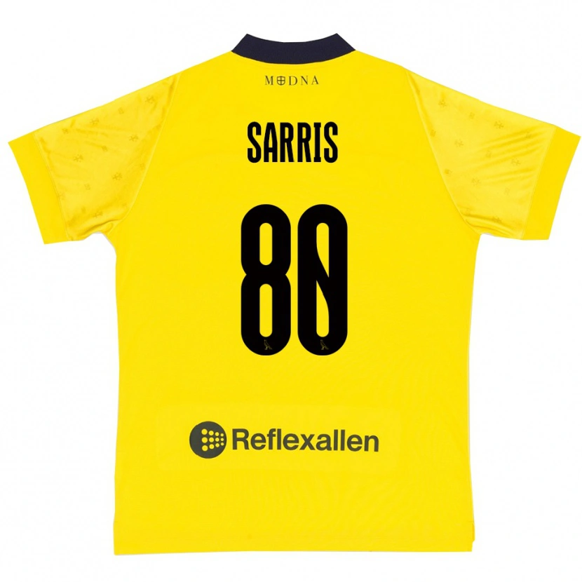 Danxen Mænd Ioannis Sarris #80 Gul Mørkeblå Hjemmebane Spillertrøjer 2025/26 Trøje T-Shirt