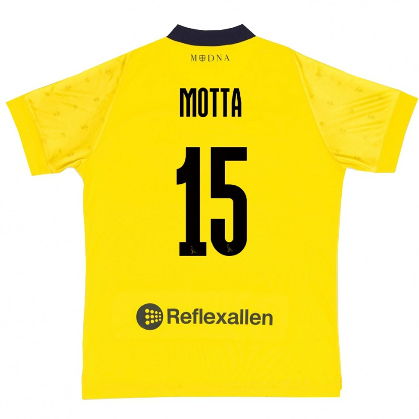 Danxen Mænd Nicolò Motta #15 Gul Mørkeblå Hjemmebane Spillertrøjer 2025/26 Trøje T-Shirt