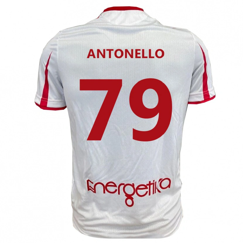 Danxen Mænd Andrea Antonello #79 Hvid Rød Hjemmebane Spillertrøjer 2025/26 Trøje T-Shirt