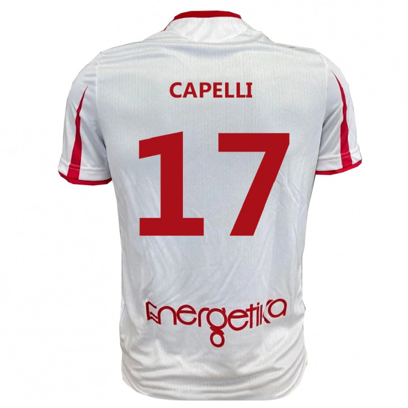 Danxen Mænd Alessandro Capelli #17 Hvid Rød Hjemmebane Spillertrøjer 2025/26 Trøje T-Shirt