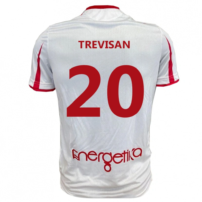 Danxen Mænd Francesco Trevisan #20 Hvid Rød Hjemmebane Spillertrøjer 2025/26 Trøje T-Shirt