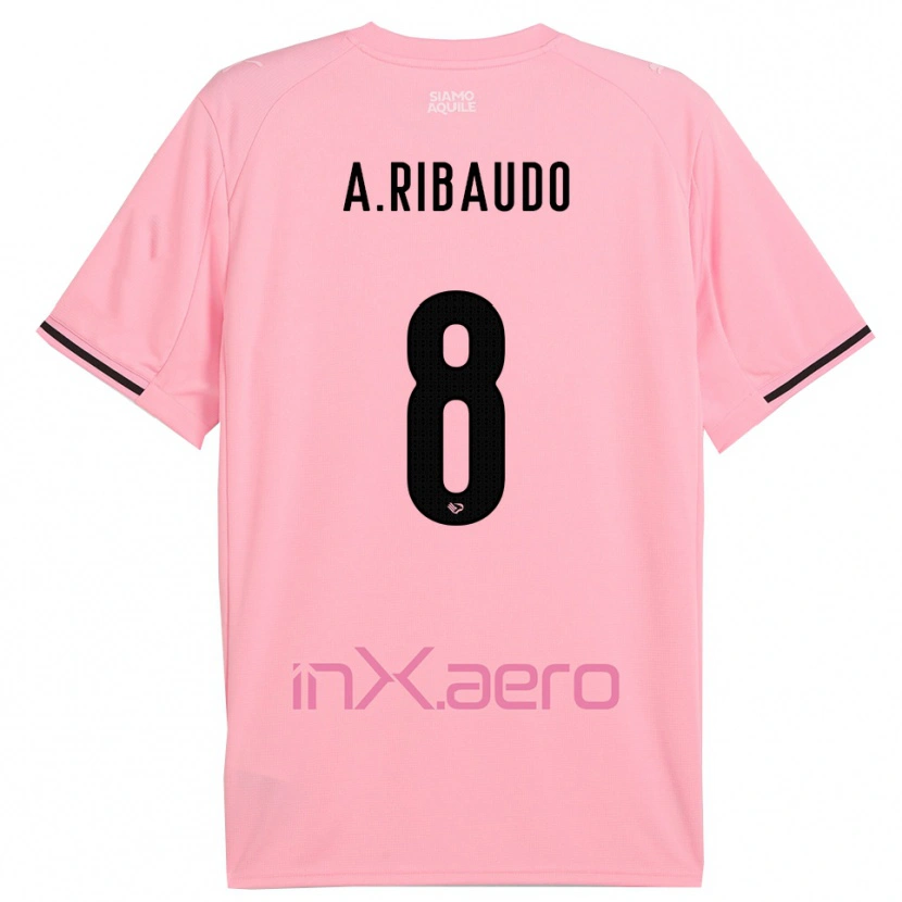 Danxen Mænd Alessandro Ribaudo #8 Pink Sort Hjemmebane Spillertrøjer 2025/26 Trøje T-Shirt