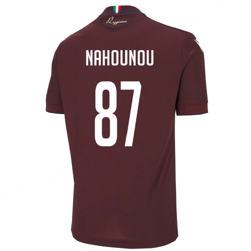 Danxen Mænd Yannis Nahounou #87 Burgunder Hvid Hjemmebane Spillertrøjer 2025/26 Trøje T-Shirt