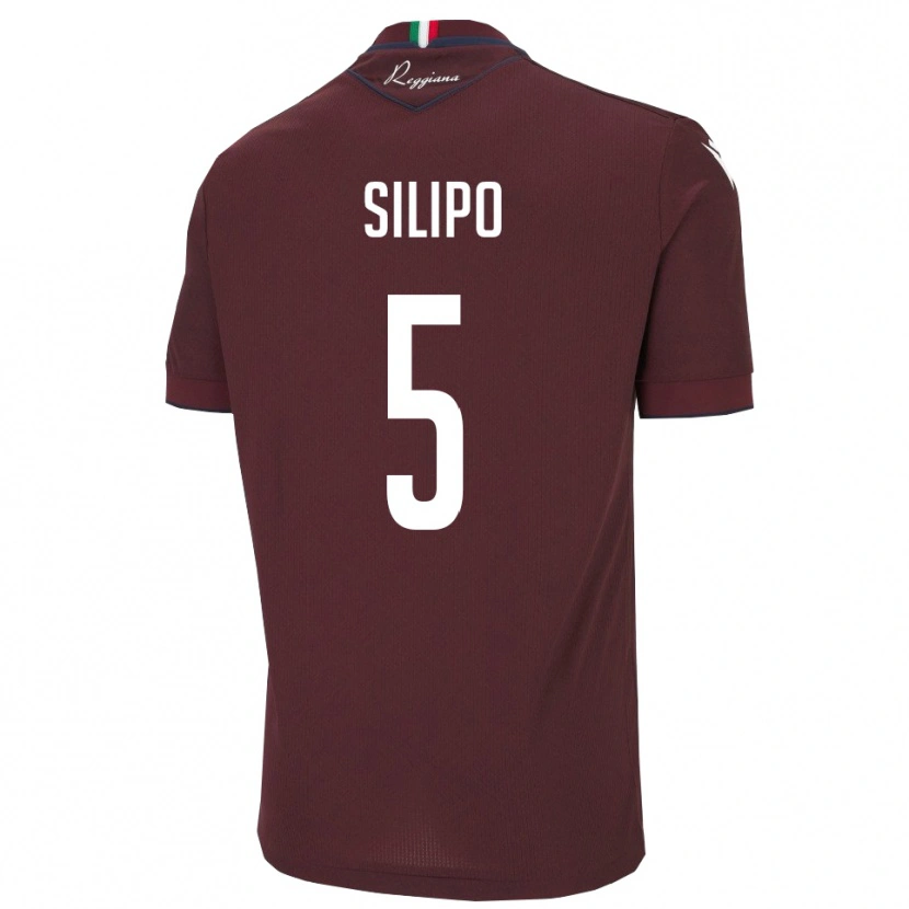 Danxen Mænd Alessandro Silipo #5 Burgunder Hvid Hjemmebane Spillertrøjer 2025/26 Trøje T-Shirt