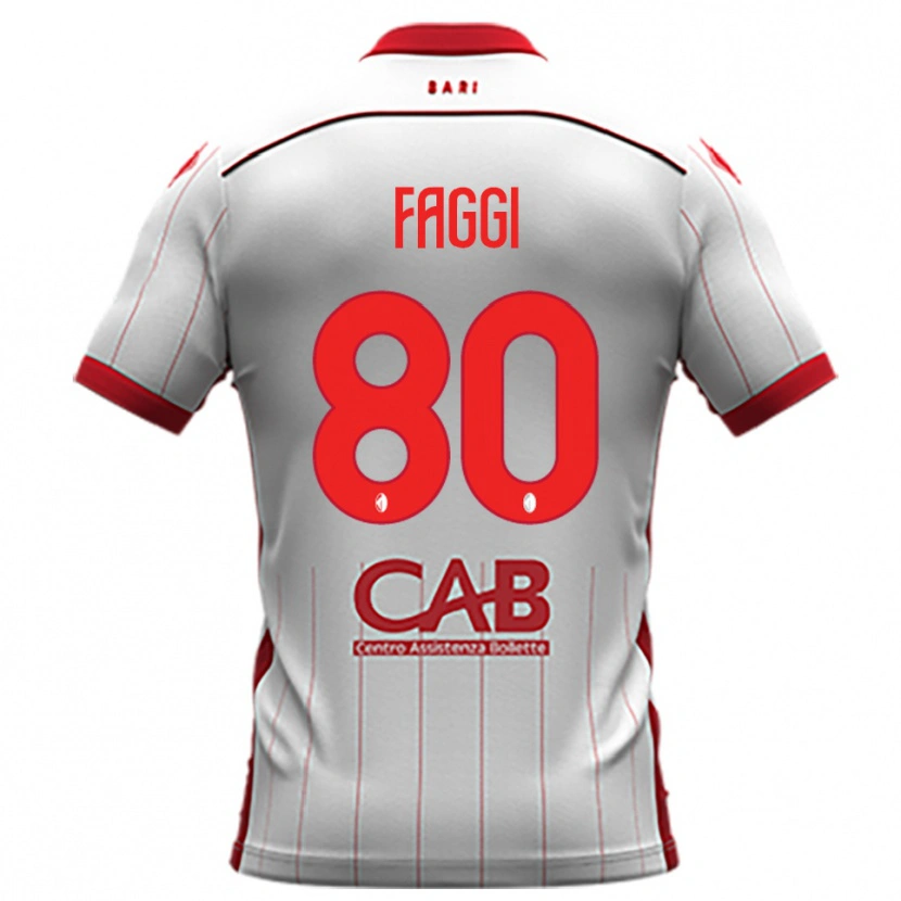 Danxen Mænd Filippo Faggi #80 Hvid Rød Hjemmebane Spillertrøjer 2025/26 Trøje T-Shirt