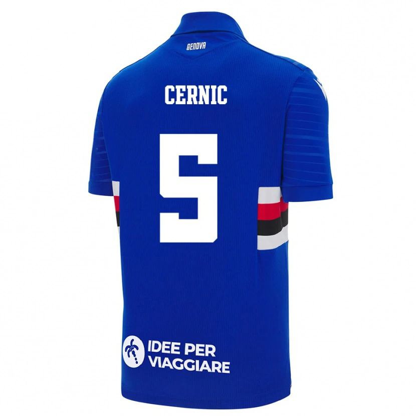 Danxen Mænd Sasha Cernic #5 Blå Hvid Hjemmebane Spillertrøjer 2025/26 Trøje T-Shirt