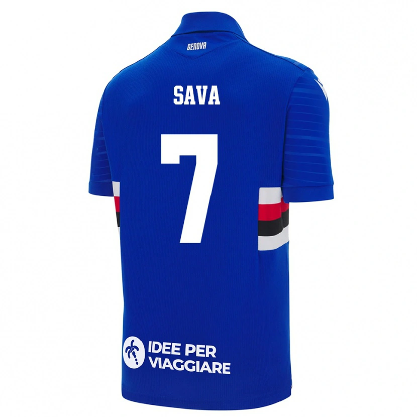 Danxen Mænd Samuele Sava #7 Blå Hvid Hjemmebane Spillertrøjer 2025/26 Trøje T-Shirt