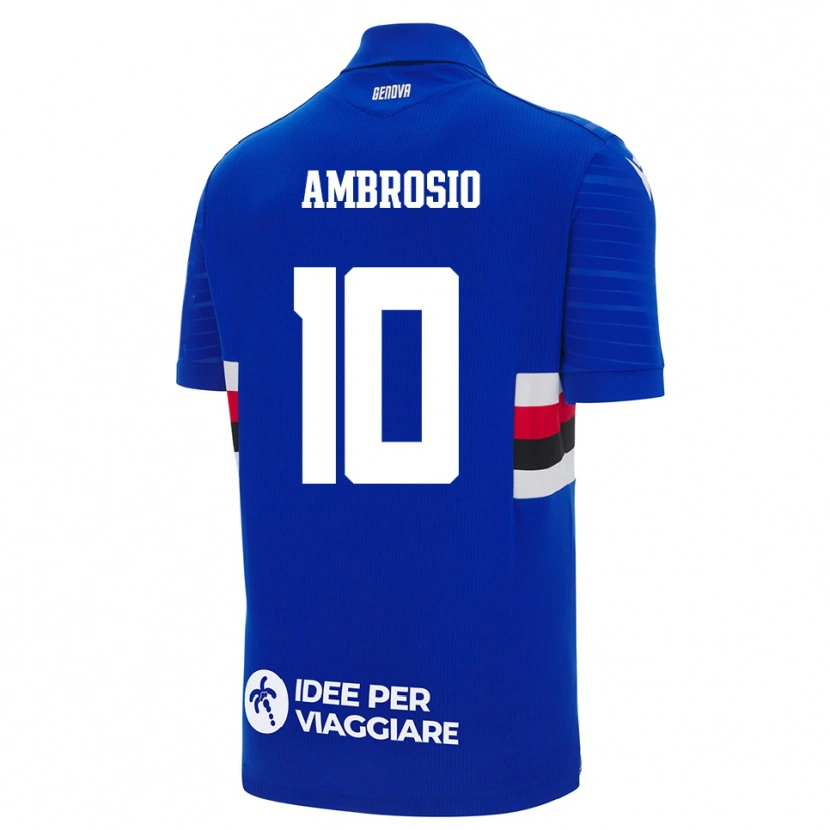 Danxen Mænd Alfonso Ambrosio #10 Blå Hvid Hjemmebane Spillertrøjer 2025/26 Trøje T-Shirt