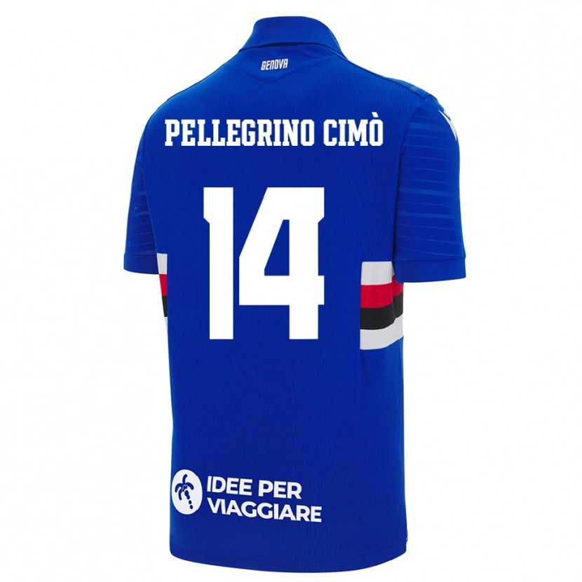 Danxen Mænd Giada Pellegrino Cimò #14 Blå Hvid Hjemmebane Spillertrøjer 2025/26 Trøje T-Shirt