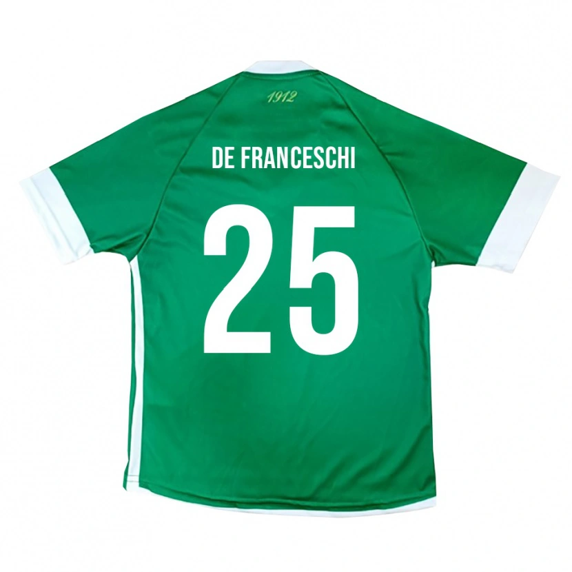 Danxen Mænd Edoardo De Franceschi #25 Grøn Hvid Hjemmebane Spillertrøjer 2025/26 Trøje T-Shirt