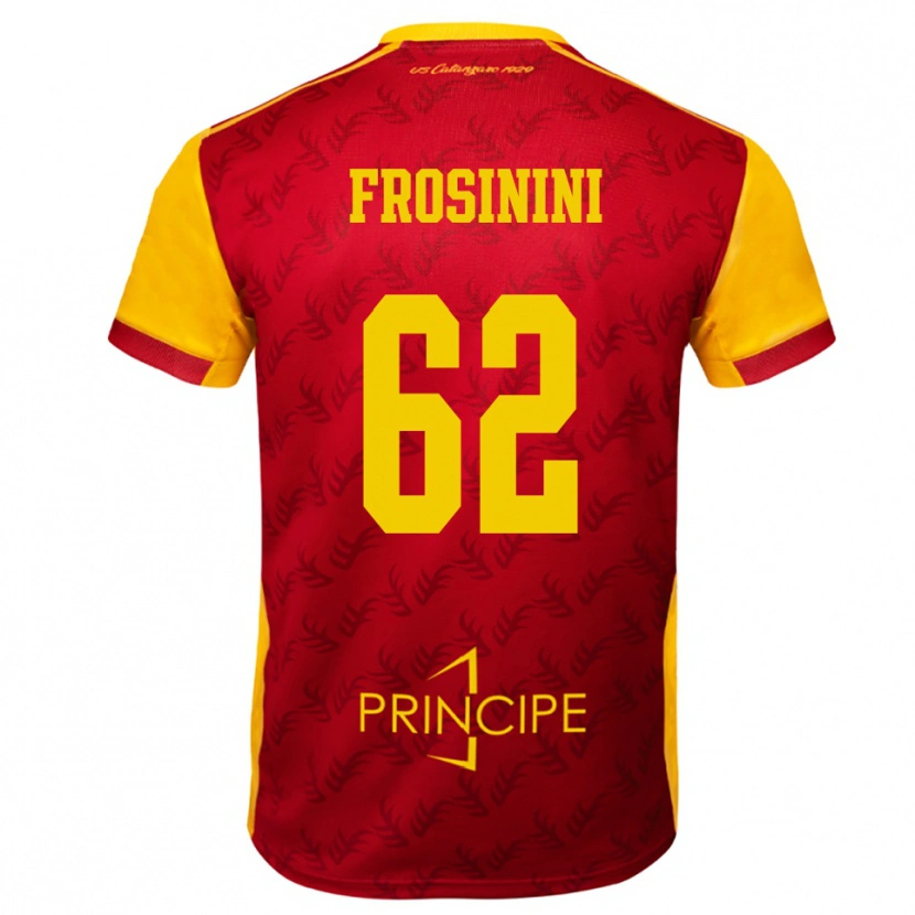 Danxen Mænd Ruggero Frosinini #62 Gul Rød Hjemmebane Spillertrøjer 2025/26 Trøje T-Shirt