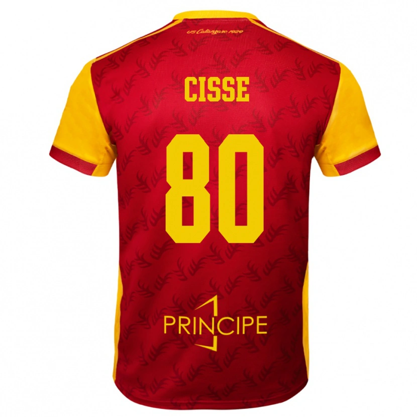 Danxen Mænd Alphadjo Cissè #80 Gul Rød Hjemmebane Spillertrøjer 2025/26 Trøje T-Shirt