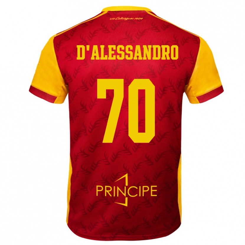 Danxen Mænd Marco D'alessandro #70 Gul Rød Hjemmebane Spillertrøjer 2025/26 Trøje T-Shirt