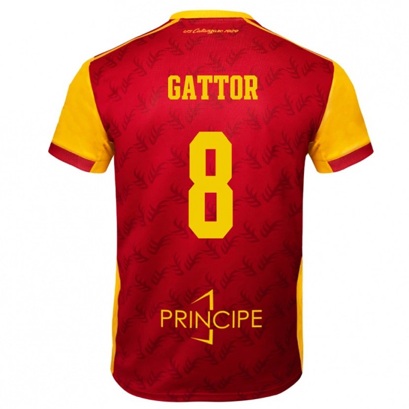 Danxen Mænd Gianluca Gattor #8 Gul Rød Hjemmebane Spillertrøjer 2025/26 Trøje T-Shirt