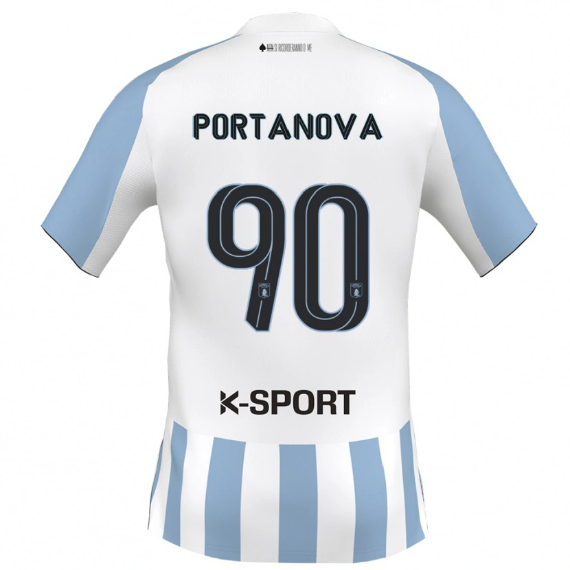Danxen Mænd Denis Portanova #90 Hvid Himmelblå Hjemmebane Spillertrøjer 2025/26 Trøje T-Shirt