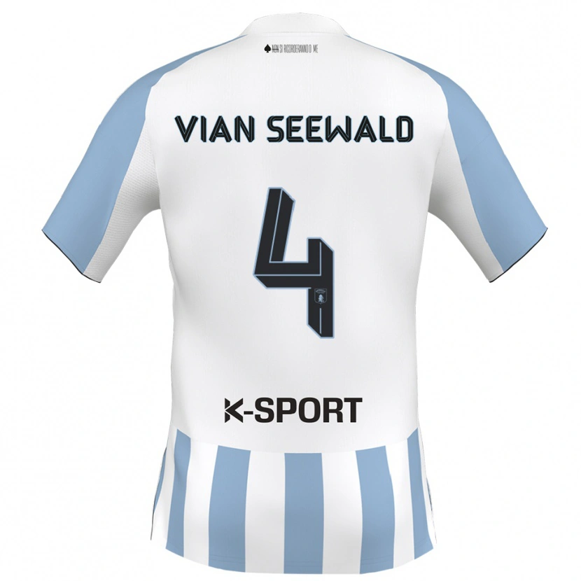 Danxen Mænd Pedro Vian Seewald #4 Hvid Himmelblå Hjemmebane Spillertrøjer 2025/26 Trøje T-Shirt