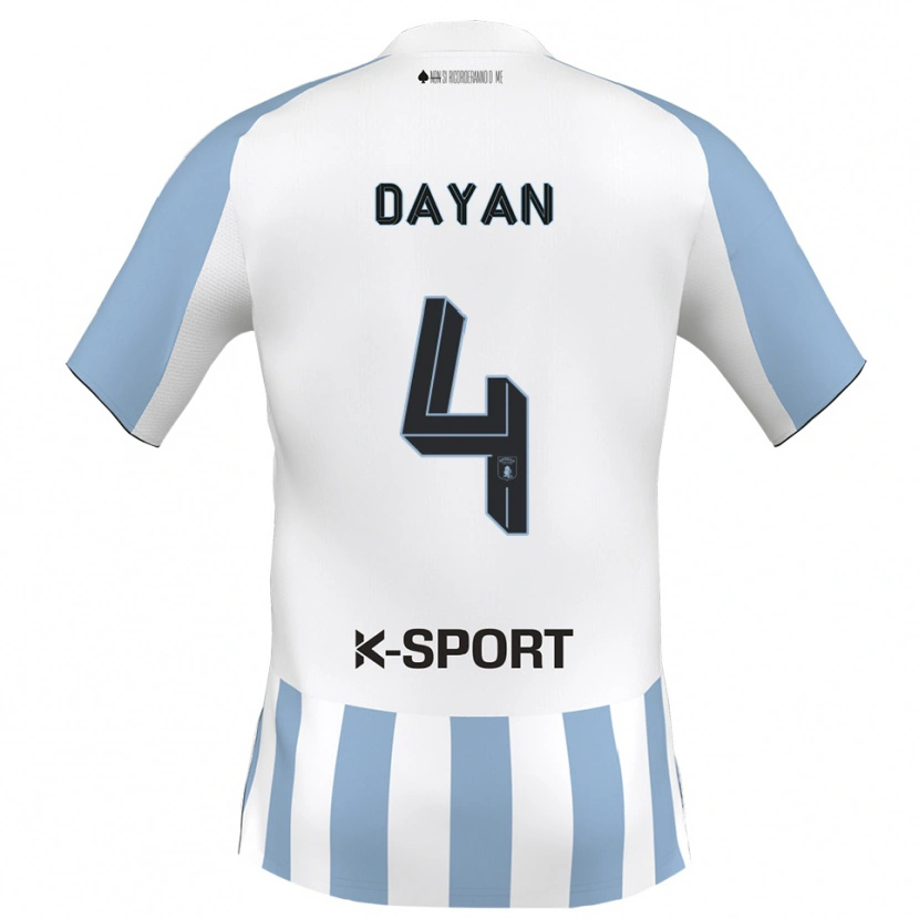 Danxen Mænd Pedro Dayan #4 Hvid Himmelblå Hjemmebane Spillertrøjer 2025/26 Trøje T-Shirt