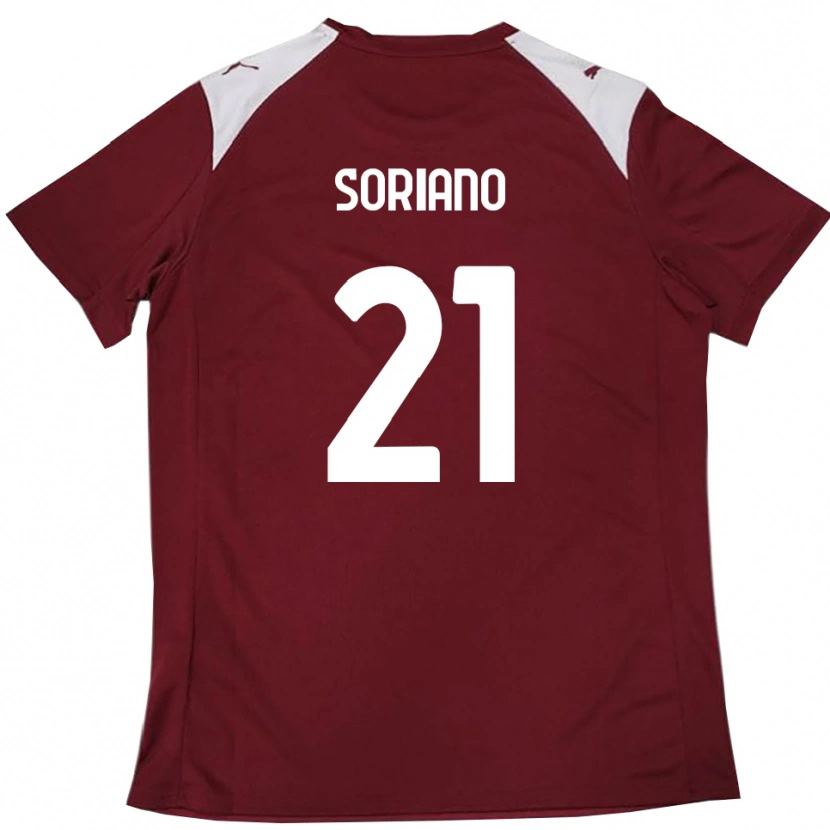 Danxen Mænd Roberto Soriano #21 Bourgogne Hvid Hjemmebane Spillertrøjer 2025/26 Trøje T-Shirt