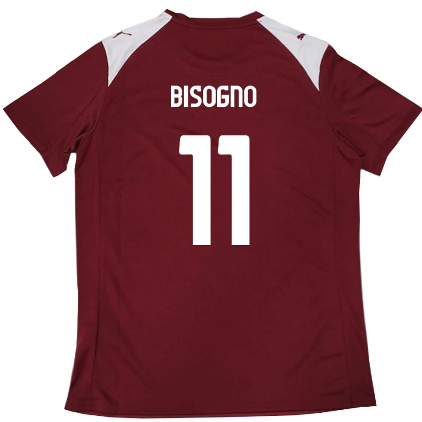 Danxen Mænd Davide Bisogno #11 Bourgogne Hvid Hjemmebane Spillertrøjer 2025/26 Trøje T-Shirt