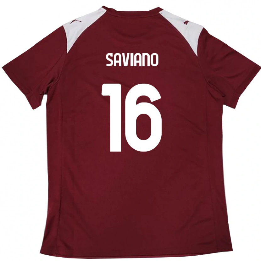 Danxen Mænd Gianpaolo Saviano #16 Bourgogne Hvid Hjemmebane Spillertrøjer 2025/26 Trøje T-Shirt