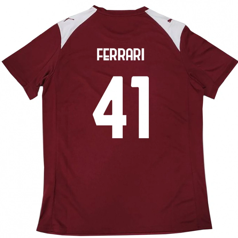 Danxen Mænd Tommaso Ferrari #41 Bourgogne Hvid Hjemmebane Spillertrøjer 2025/26 Trøje T-Shirt