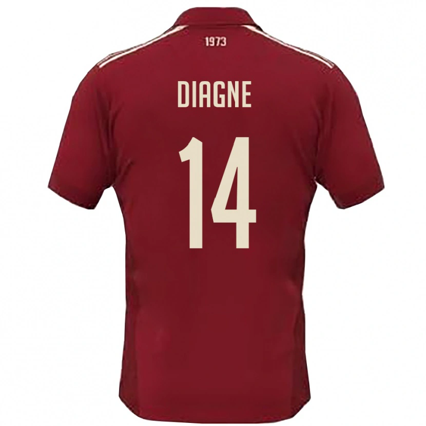 Danxen Mænd Baye Diagne #14 Bourgogne Hvid Hjemmebane Spillertrøjer 2025/26 Trøje T-Shirt