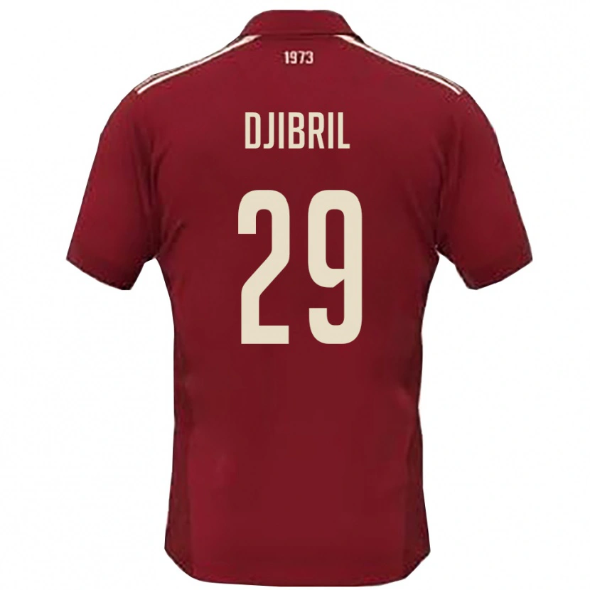 Danxen Mænd Akim Djibril #29 Bourgogne Hvid Hjemmebane Spillertrøjer 2025/26 Trøje T-Shirt