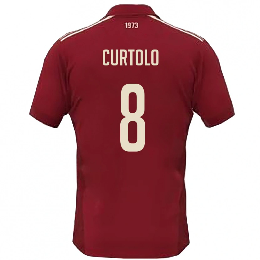 Danxen Mænd Gabriele Curtolo #8 Bourgogne Hvid Hjemmebane Spillertrøjer 2025/26 Trøje T-Shirt