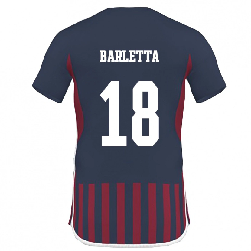 Danxen Mænd Emanuele Barletta #18 Mørkeblå Rød Hjemmebane Spillertrøjer 2025/26 Trøje T-Shirt