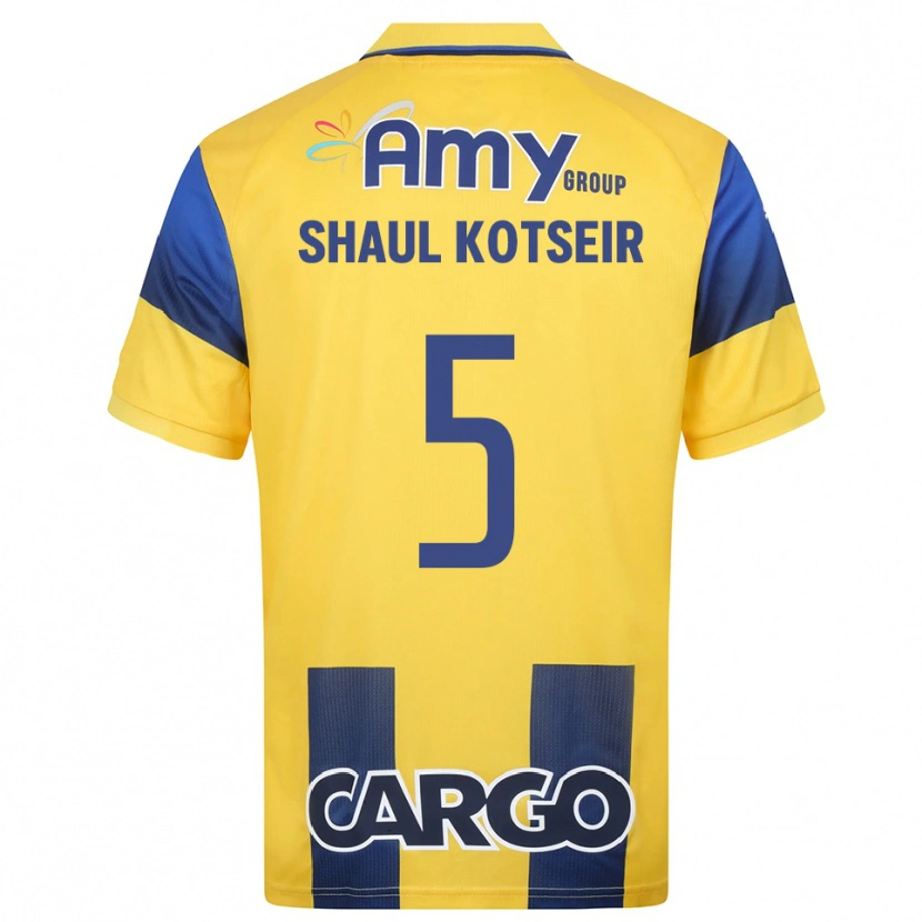 Danxen Mænd Yonathan Shaul Kotseir #5 Gul Mørkeblå Hjemmebane Spillertrøjer 2025/26 Trøje T-Shirt