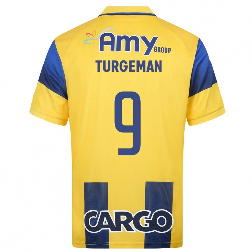 Danxen Mænd Dor Turgeman #9 Gul Mørkeblå Hjemmebane Spillertrøjer 2025/26 Trøje T-Shirt