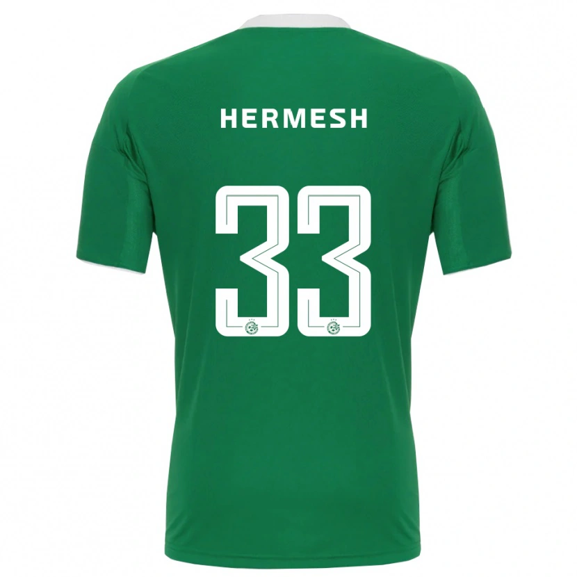 Danxen Mænd Liam Hermesh #33 Grøn Hvid Hjemmebane Spillertrøjer 2025/26 Trøje T-Shirt